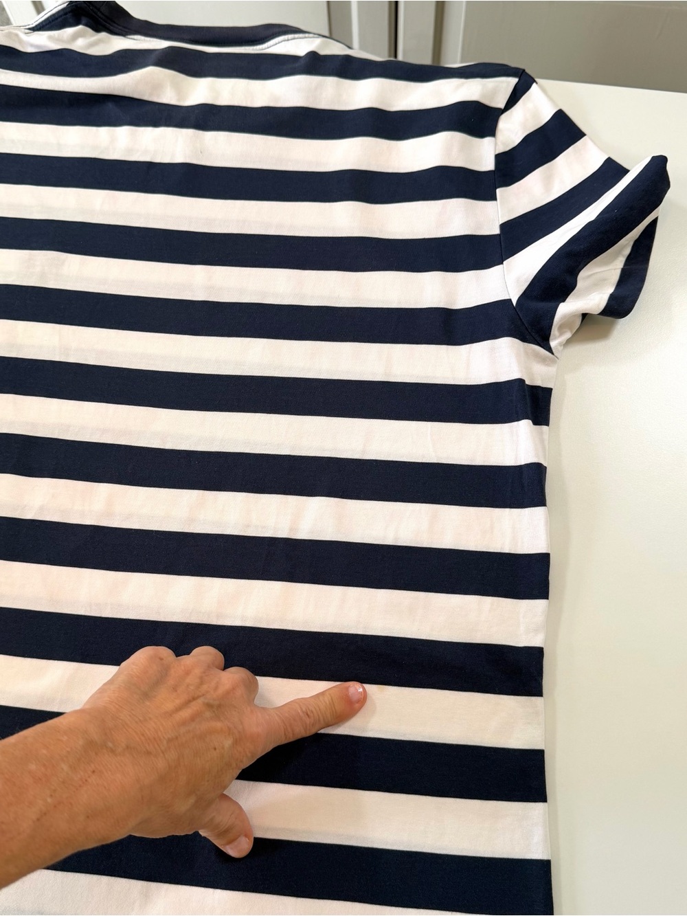 Burberry London Signature Logo Stripe Navy White Cotton T-Shirt Women’s Large - Picture 13 of 17